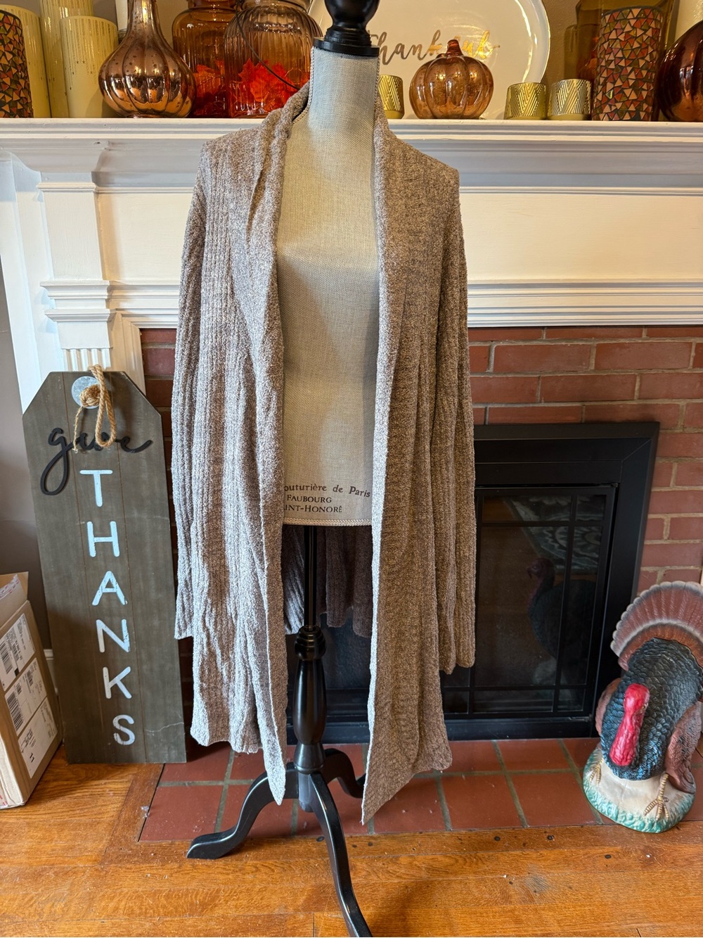 Barefoot Dreams CozyChic Lite Open Cardigan in Taupe